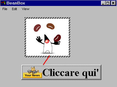 Figura 8 - In questo modo abbiamo associato l'evento del click del MioBottone ad un'azione sul Juggler ; azione che psossiamo scegliere dalla lista che il programma ci mostra (Figura 7.)