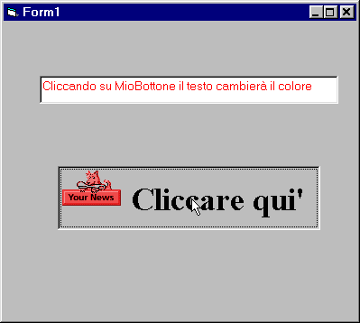 Figura 11 - Notare come oltre all'evento esterno che cambia il colore del testo, vengano intercettati anche gli eventi definiti internamente al JavaBean che fanno cambiare l'immagine