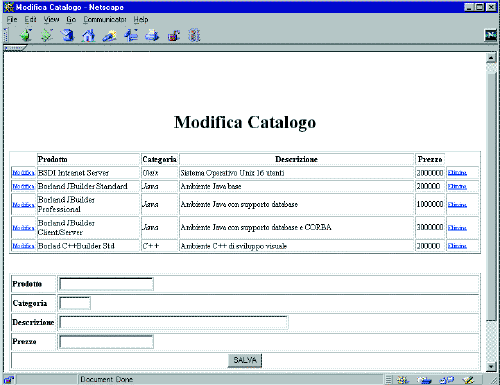 Figura 2 - Gestione del listino prodotti