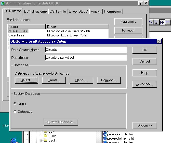 Figura 1 - Configurazione della fonte dati ODBC