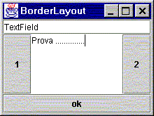 Figura 5 - JFrame con BorderLayout e componenti in ogni zona