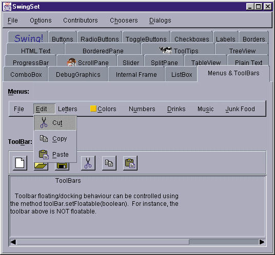 Figura 3 - I menu della Swing possono essere inseriti anche all'interno