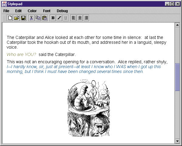 Figura 7 - Rich Text Format modificabile con Swing