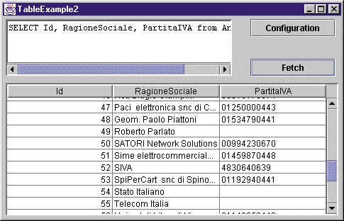 Figura 8 - Una tabella con collegamento a database