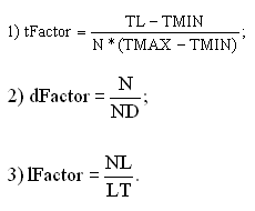 Formule per tFactor, dFactor e lFactor