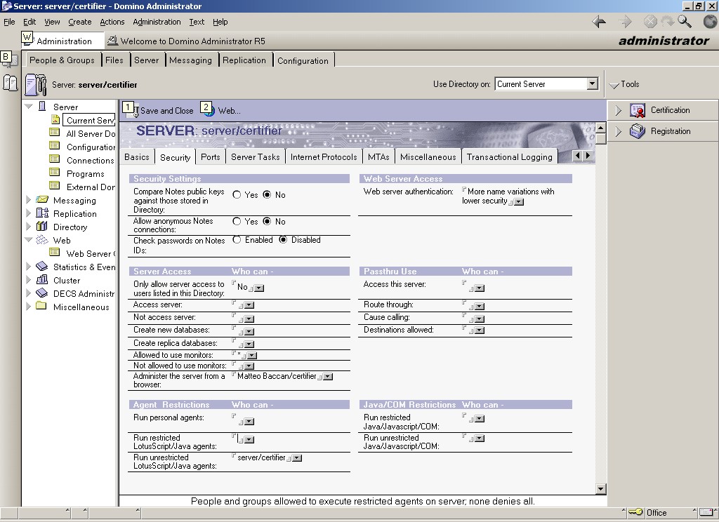 Figura 4 - Configurazione server