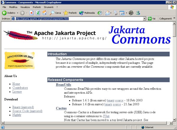 Figura 3 - La pagina che raccoglie i link per i download dei vari componenti