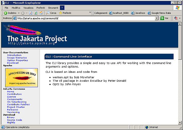 Figura 1 - La homepage del componente CLI.