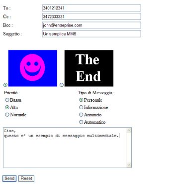 Figura 2 - Un form HTML per inviare MMS