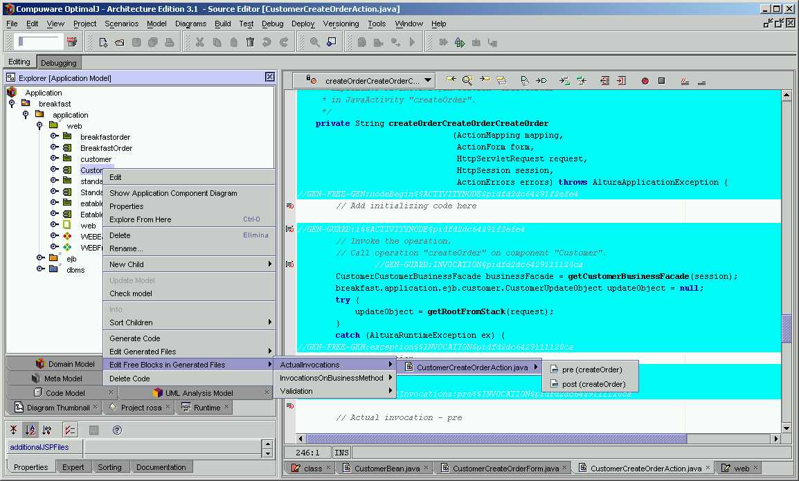 Figura 13 - Web Action sul PSM Web