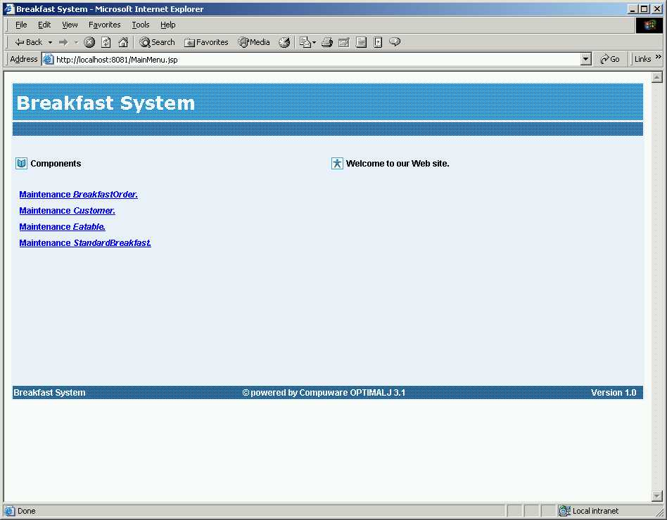 Figura 9 - Main Menu della Applicazione Base