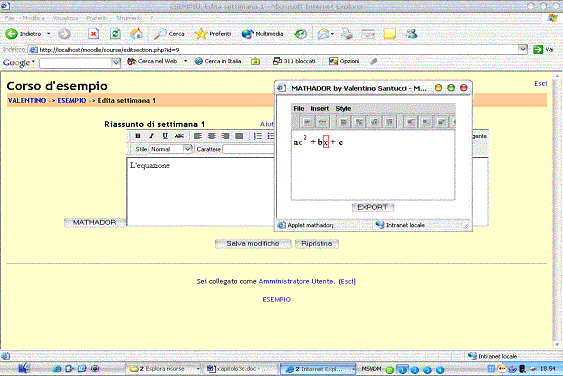 Figura 4 - Integrazione con l'editor HTML di Moodle