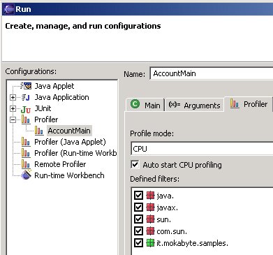 Figura 4 - Selezione delle classi da monitorare da Eclipse Profiler