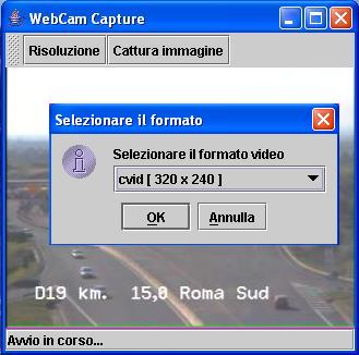 Figura 2 - Interfaccia grafica: scelta della risoluzione