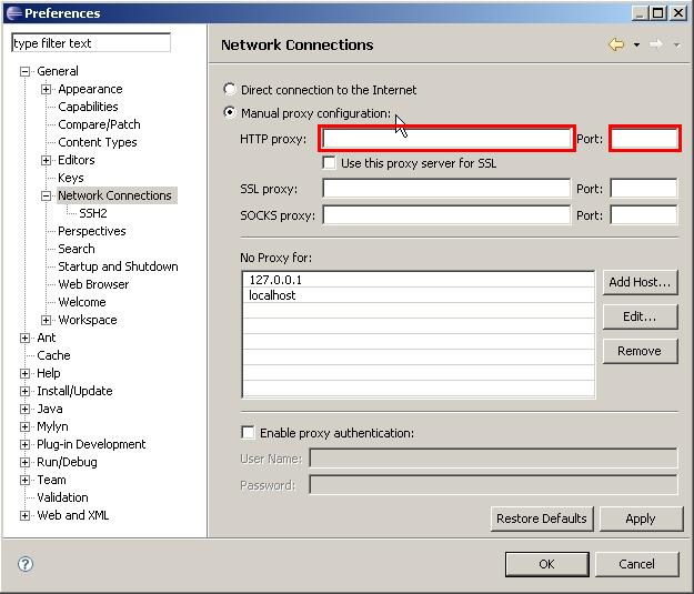 Figura 1 - Impostazione del proxy