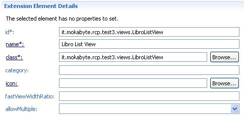 Figura 5 - Configurazione dell'extension della view "LibroListView"