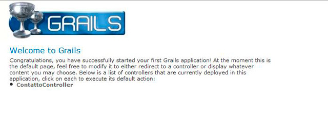 Figura 6 - La home page della nostra prima applicazione Grails.