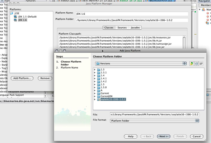 Figura 1 - NetBeans su Mac OS X: SoyLatte come piattaforma di riferimento
