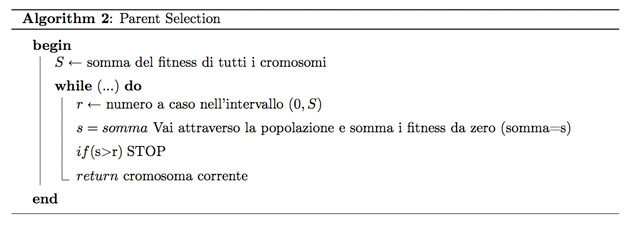 Figura 2 - Pseudocodifica di Parent Selection.