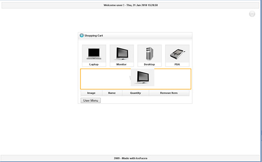 Figura 5 - Trascinamento del prodotto sullo shopping cart.