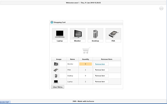 Figura 6 - La visualizzazione della tabella di DataTable. Notare anche l'highlight arancione.