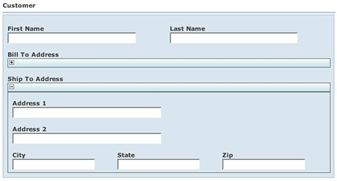 Figura 3 - WebPage con Nested Beans e BeanInCollapsibleField