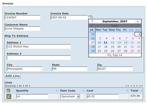 Figura 5 - TableBeanPage layout