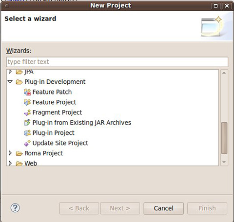 Project Wizard di Eclipse per la creazione di plug-in
