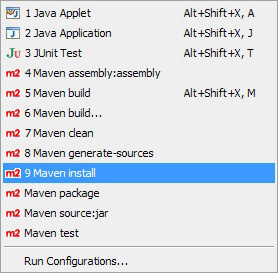 Figura 5 - Voce del menù di contesto per eseguire il goal install
