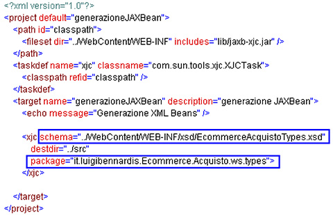 Figura 5 - Task di Ant di generazione dei JAX Bean