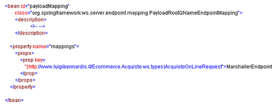 Figura 9 - Mapping tra namespace della busta SOAP e definizione dell'endpoint