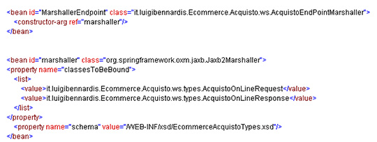 Figura 10 - Definizione dell'endpoint e del marshaller
