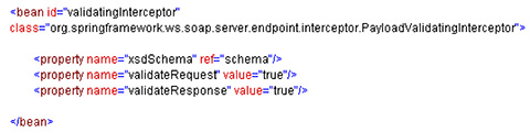 Figura 12 - Definizione delle proprietà dell'interceptor di validation