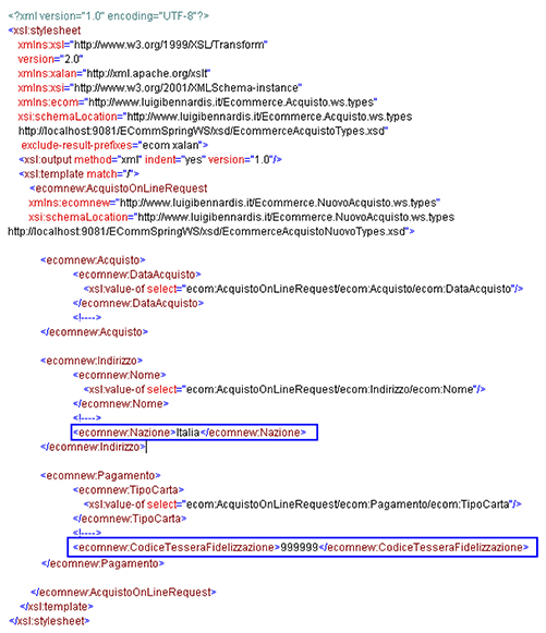 Figura 4 - Stylesheet XSLT di trasformazione.