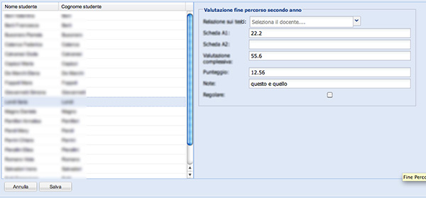 Figura 3 - In questo caso si introduce un binding multidimensionale per editare l'attributo tutors di uno studente.