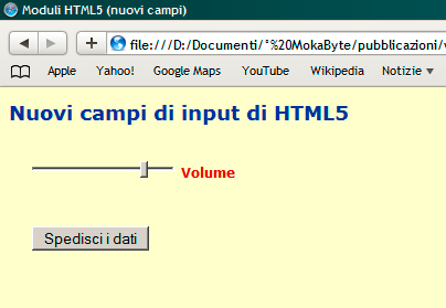 Figura 8 - Ecco come si presenta un controllo slider nel browser Safari.