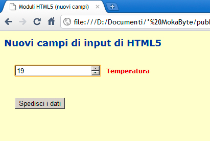 Figura 9 - Ecco come si presenta un controllo spinner nel browser Chrome.