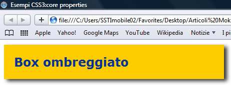 Figura 13 - Ecco come si presenta un box ombreggiato nel browser Safari.