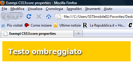 Figura 14 - Ecco come si presenta il testo ombreggiato nel browser Firefox.
