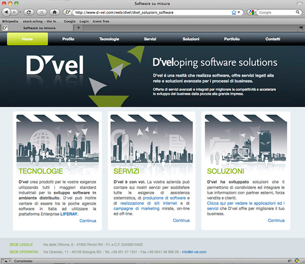 Figura 1 - Esempio di sito realizzato con Liferay (www.d-vel.com).