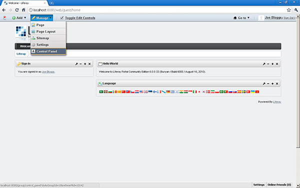Figura 6 - Accesso al Control Panel.