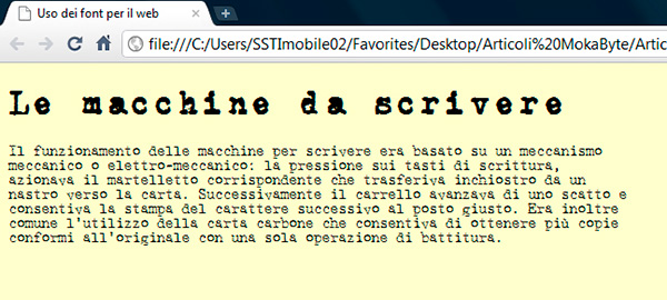 Figura 1 - Un esempio di utilizzo di font per il web scaricabili.