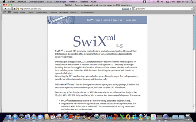 Figura 2 - La home page del progetto SwiXml.