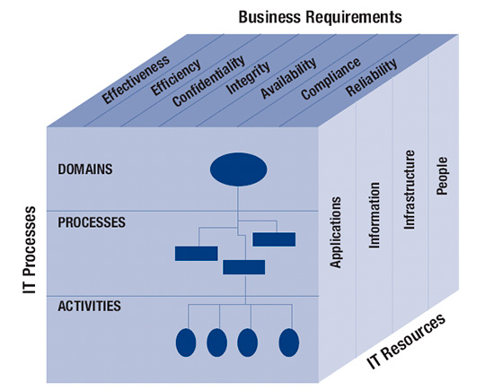 Figura 3 - Il cubo che rappresenta graficamente l'organizzazione strutturale di COBIT.