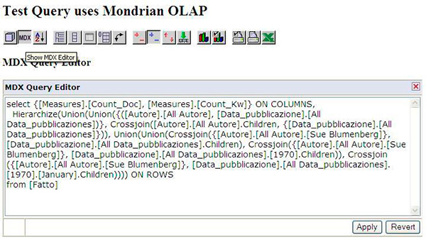 Figura 6 - Editor JPivot per query MDX.