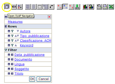 Figura 14 - Selezione delle dimensioni con JPivot.