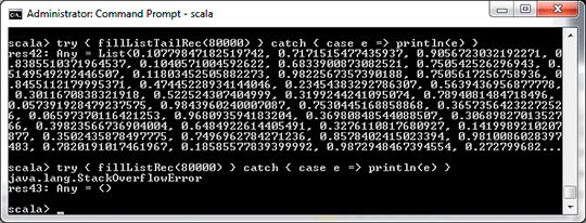 Figura 2 - Interprete Scala: Tail recursion.