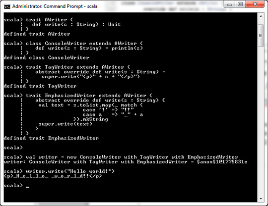 Figura 3 - Interprete Scala: Stackable modification.