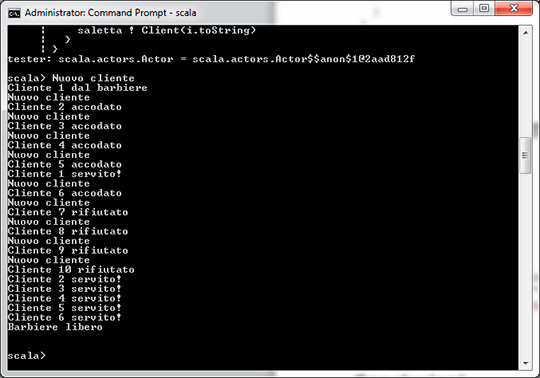 Figura 4 - Interprete scala: esempio con Actor.