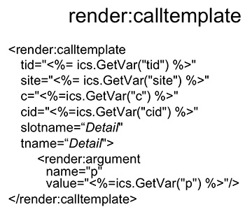 Figura 3 - Il tag render:calltemplate.